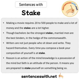 PERSONAL STAKE in a sentence .